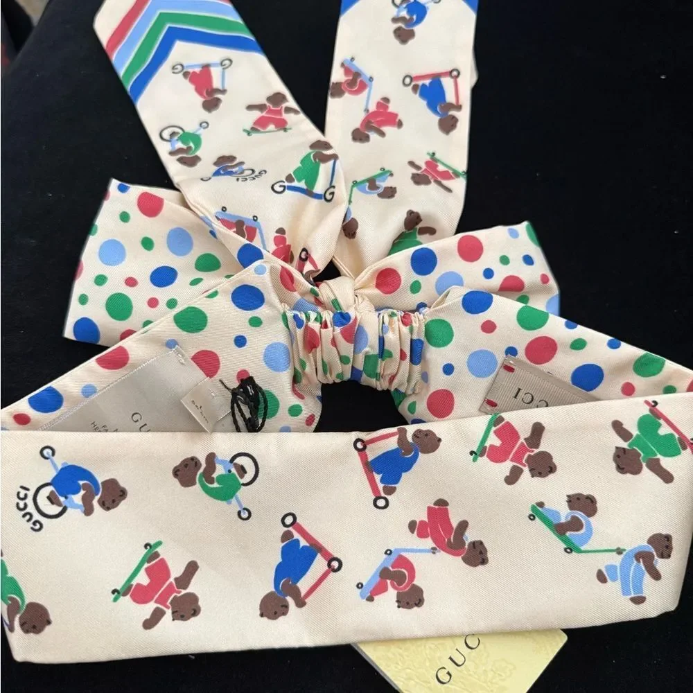 Gucci Kids Multicolor Bear Print Headband fits women’s small / m